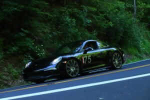 Porsche with Fikse branding at a Smoky Mountain rally